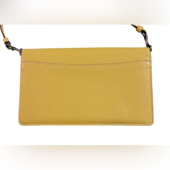Coach Hayden Foldover Crossbody Yellow Clutch w/ Prairie Rivets - Picture 4 of 14